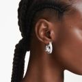 Ariana Grande x Swarovski halka küpeler, Kristal inci, Baget kesim, Beyaz, Rodyum kaplama