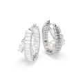 Ariana Grande x Swarovski halka küpeler, Kristal inci, Baget kesim, Beyaz, Rodyum kaplama