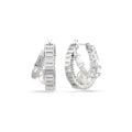 Ariana Grande x Swarovski halka küpeler, Kristal inci, Baget kesim, Beyaz, Rodyum kaplama