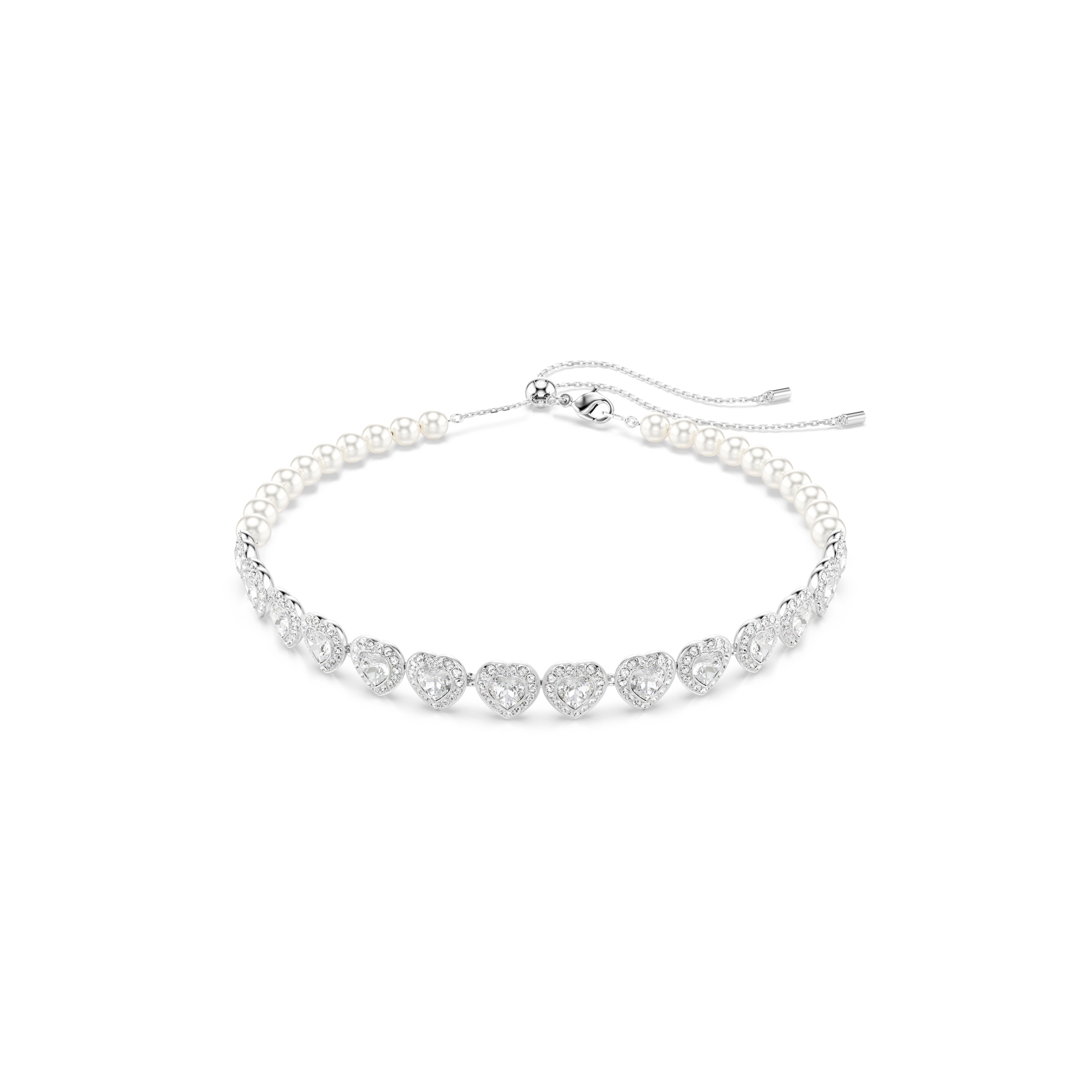 Ariana Grande x Swarovski Tennis gerdanlık, Karışık kesimler, Kalp, Beyaz, Rodyum kaplama