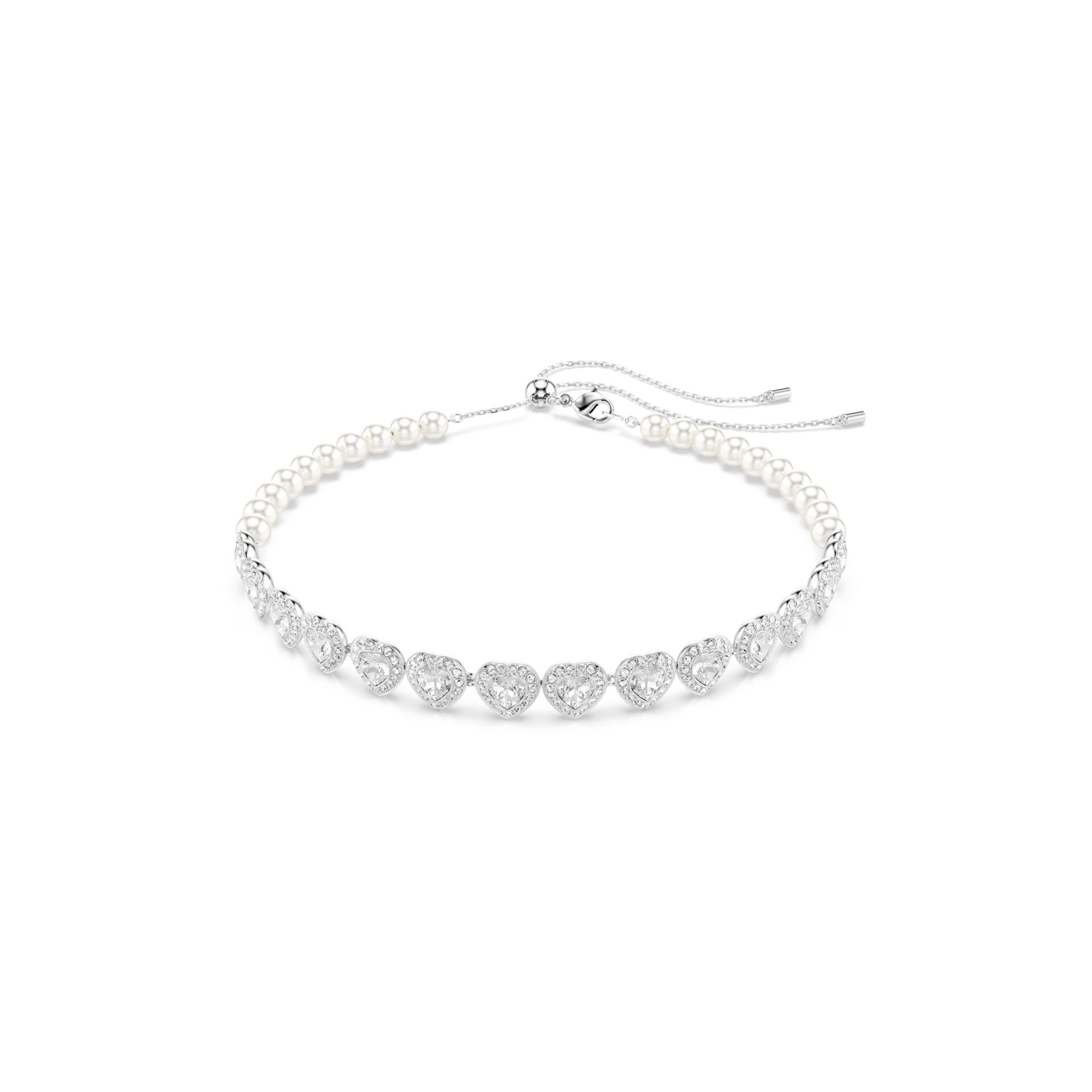 Ariana Grande x Swarovski Tennis gerdanlık, Karışık kesimler, Kalp, Beyaz, Rodyum kaplama