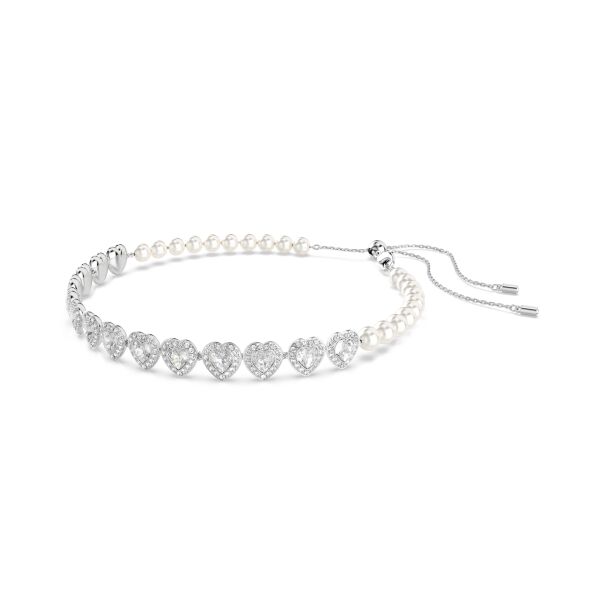 Ariana Grande x Swarovski Tennis gerdanlık, Karışık kesimler, Kalp, Beyaz, Rodyum kaplama
