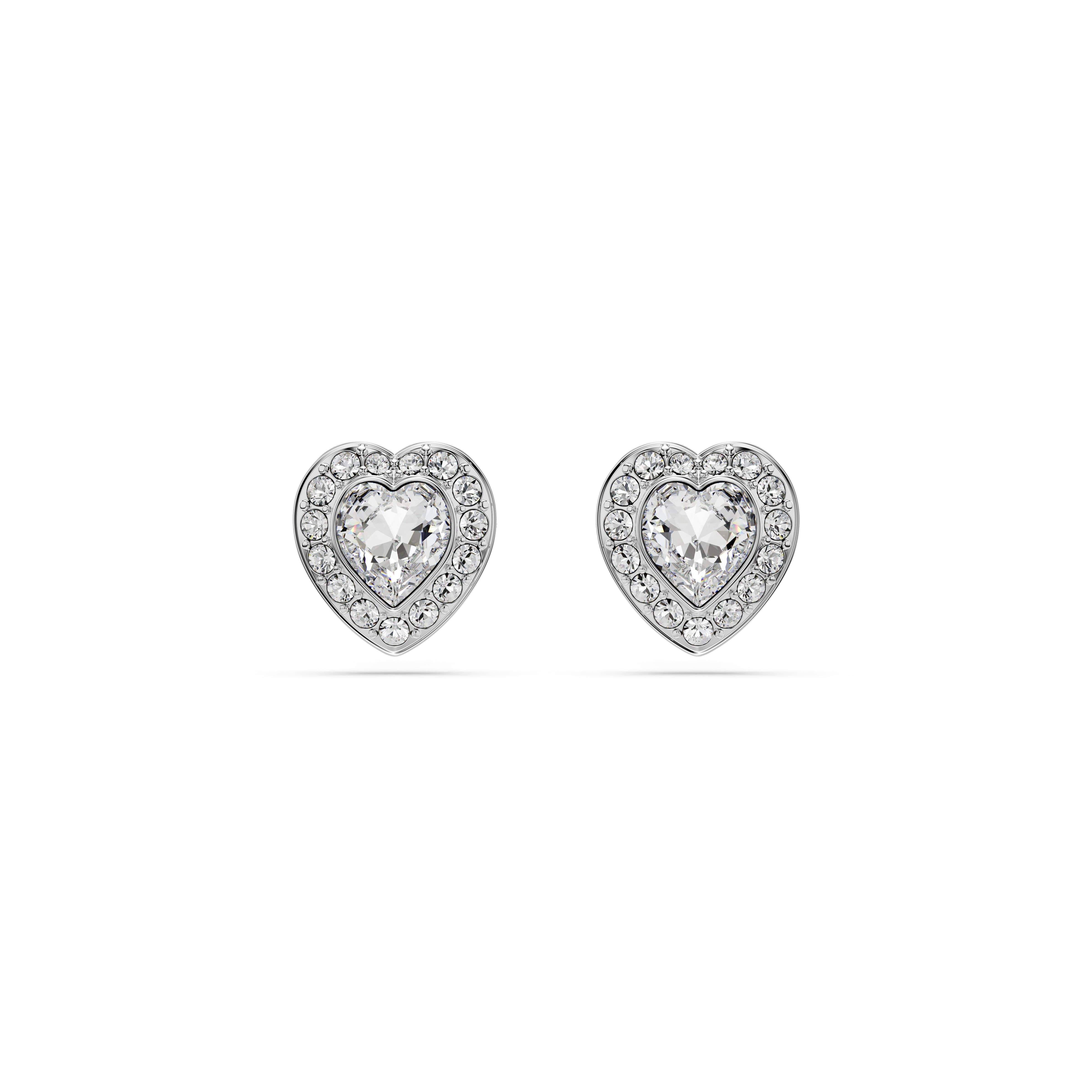 Ariana Grande x Swarovski düğme Küpeler, Karışık kesimler, Kalp, Beyaz, Rodyum kaplama