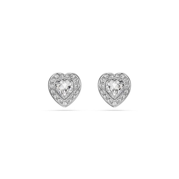 Ariana Grande x Swarovski düğme Küpeler, Karışık kesimler, Kalp, Beyaz, Rodyum kaplama