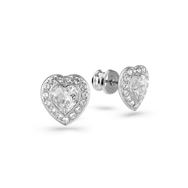 Ariana Grande x Swarovski düğme Küpeler, Karışık kesimler, Kalp, Beyaz, Rodyum kaplama
