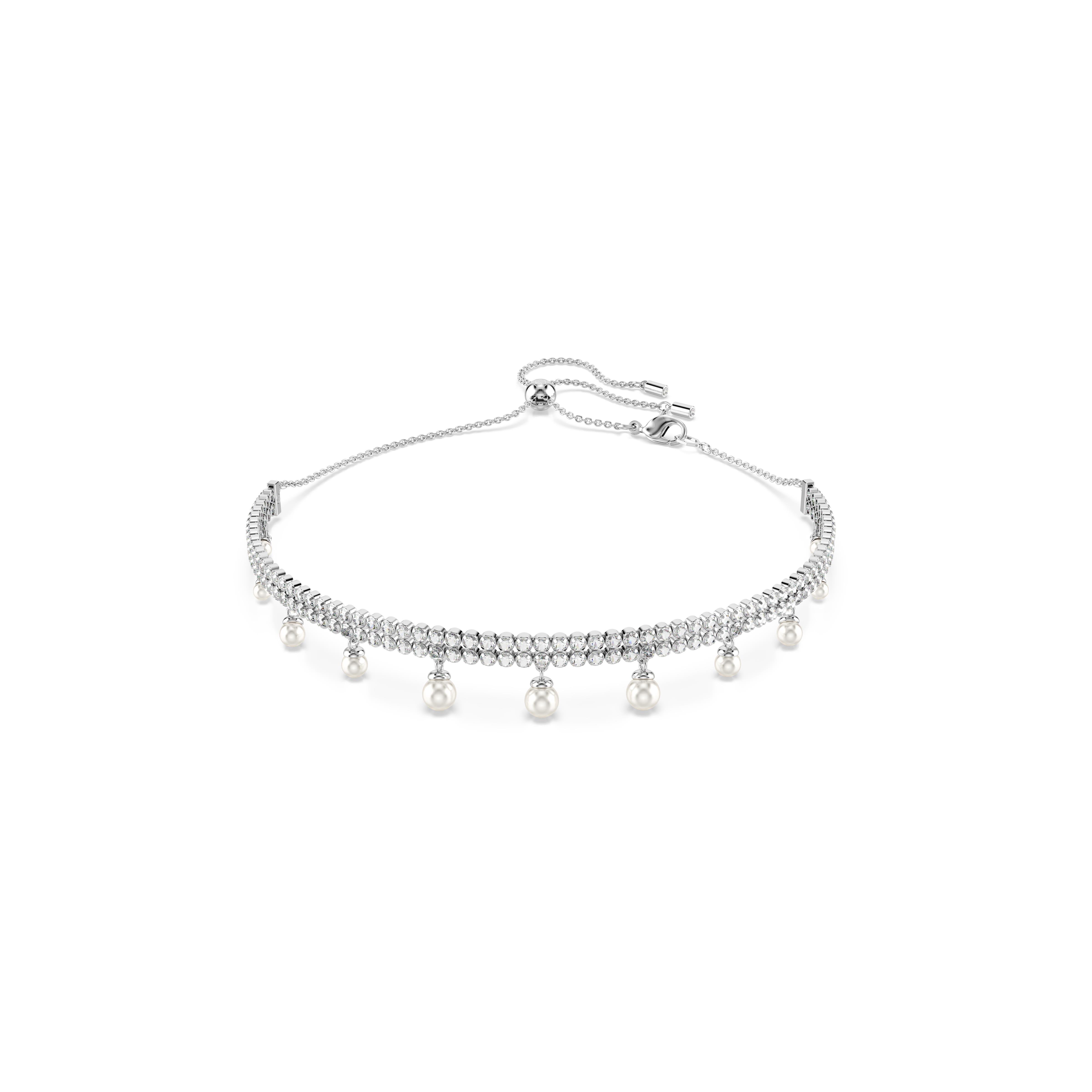 Ariana Grande x Swarovski Gerdanlık, Kristal inci, Yuvarlak kesim, Beyaz, Rodyum kaplama