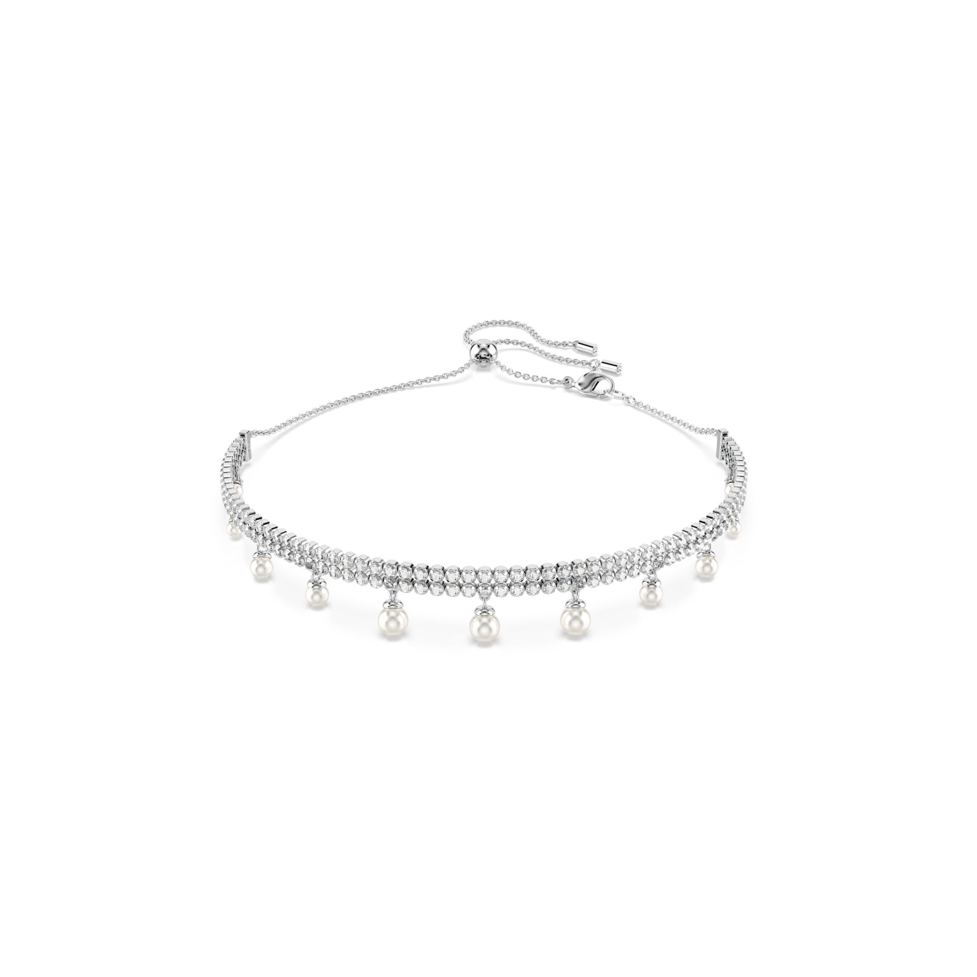 Ariana Grande x Swarovski Gerdanlık, Kristal inci, Yuvarlak kesim, Beyaz, Rodyum kaplama