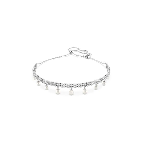 Ariana Grande x Swarovski Gerdanlık, Kristal inci, Yuvarlak kesim, Beyaz, Rodyum kaplama