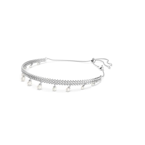 Ariana Grande x Swarovski Gerdanlık, Kristal inci, Yuvarlak kesim, Beyaz, Rodyum kaplama