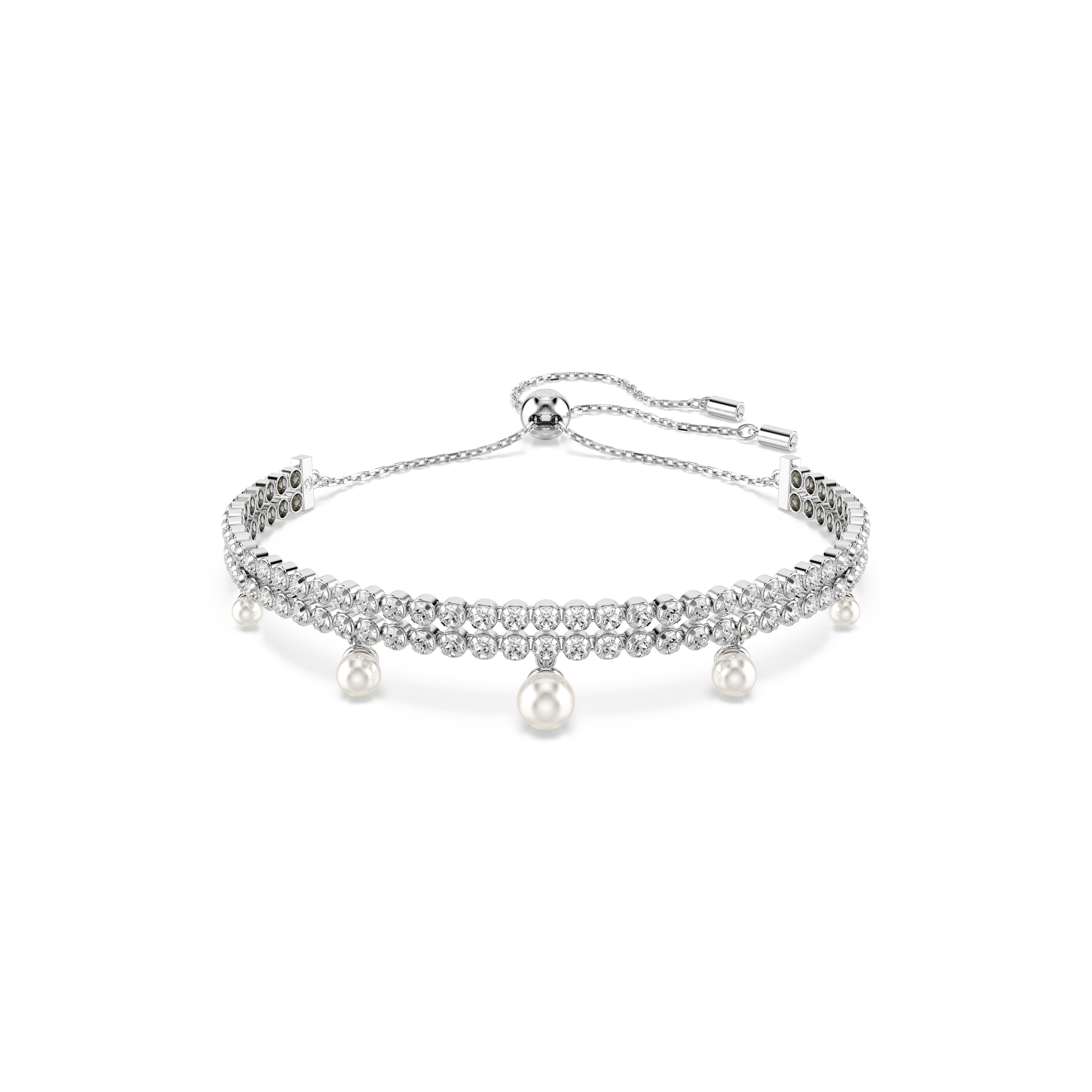 Ariana Grande x Swarovski Bileklik, Kristal inci, Yuvarlak kesim, Beyaz, Rodyum kaplama M