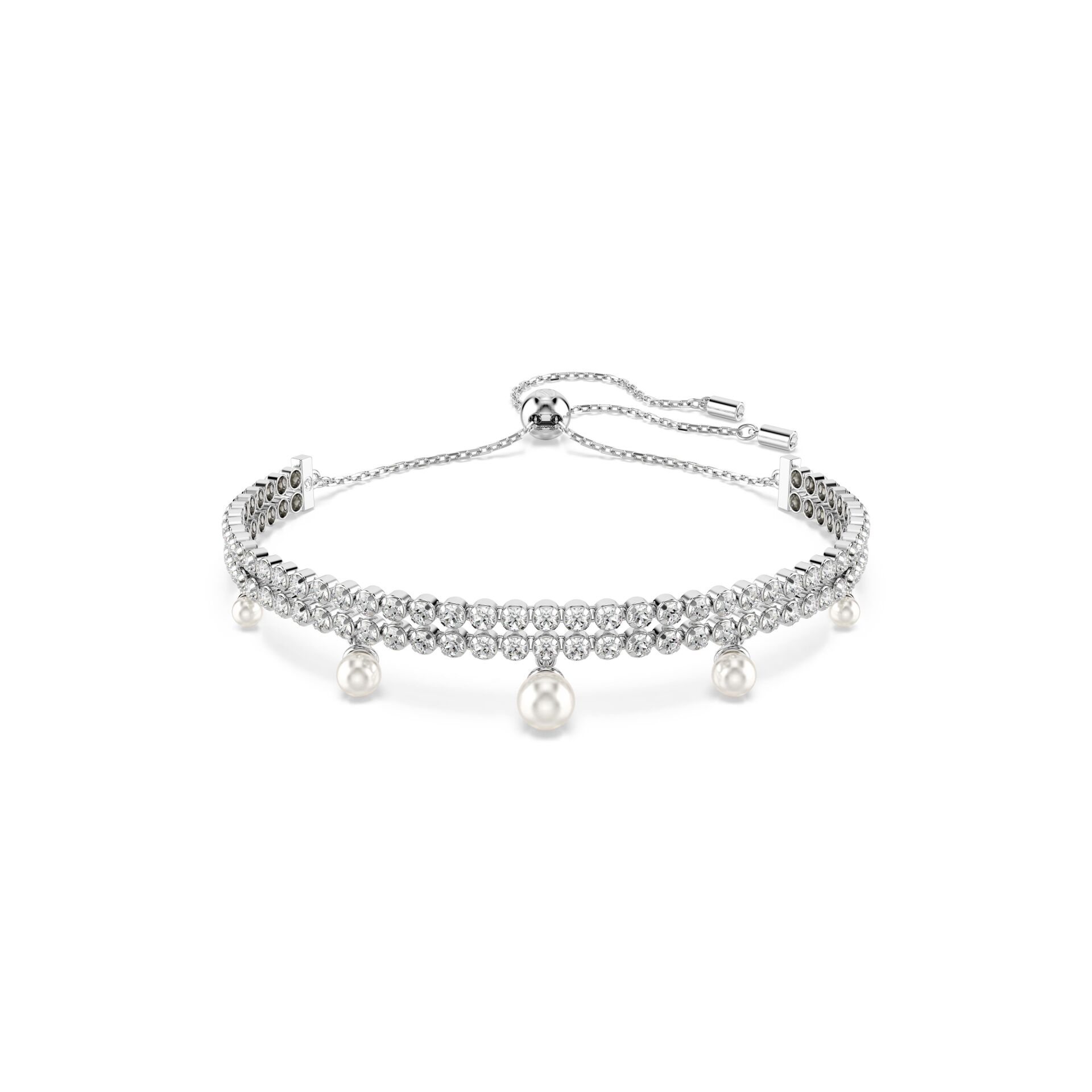 Ariana Grande x Swarovski Bileklik, Kristal inci, Yuvarlak kesim, Beyaz, Rodyum kaplama M