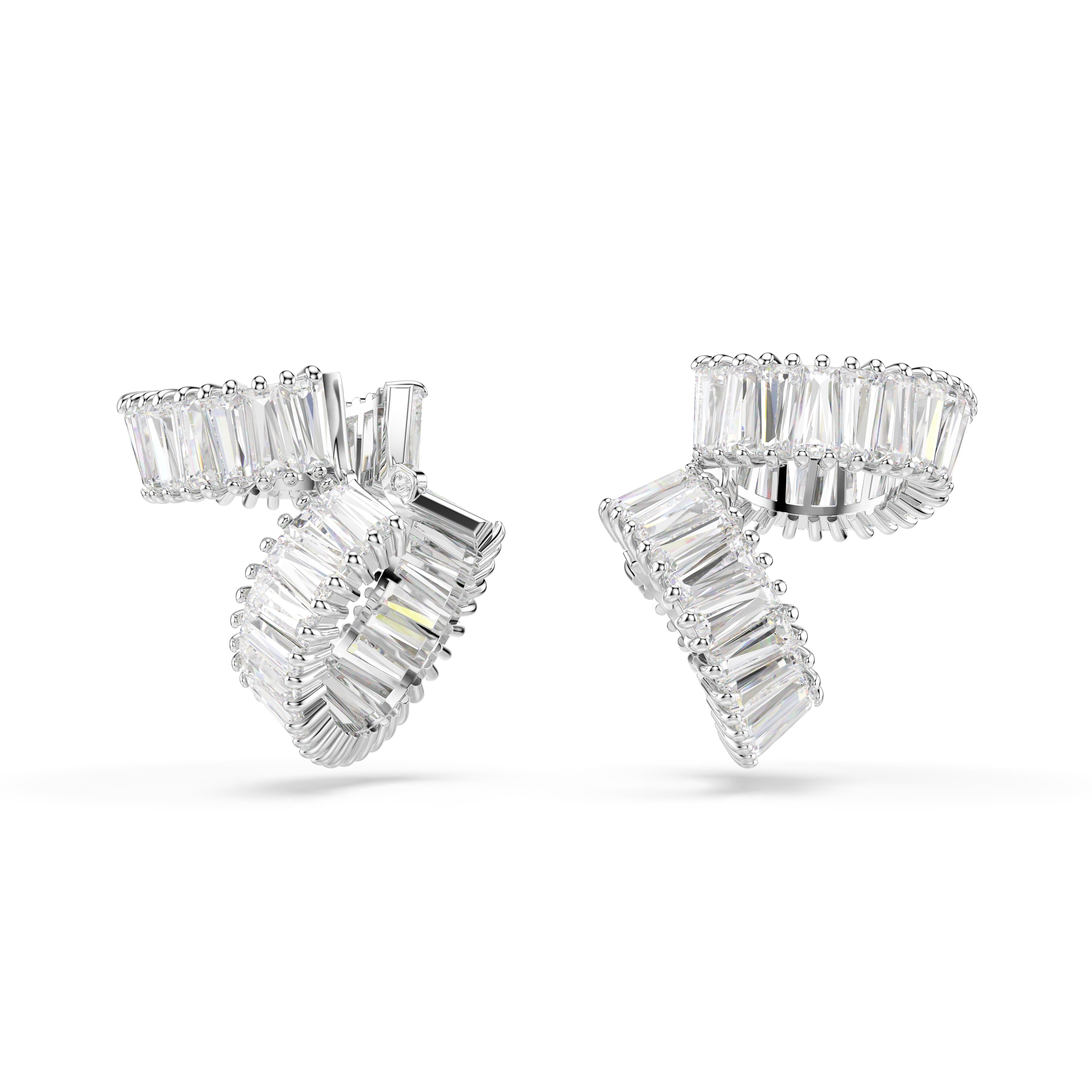 Ariana Grande x Swarovski kelepçe küpe, Baget kesim, Beyaz, Rodyum kaplama