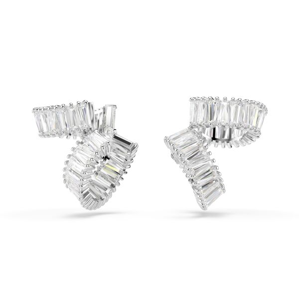 Ariana Grande x Swarovski kelepçe küpe, Baget kesim, Beyaz, Rodyum kaplama