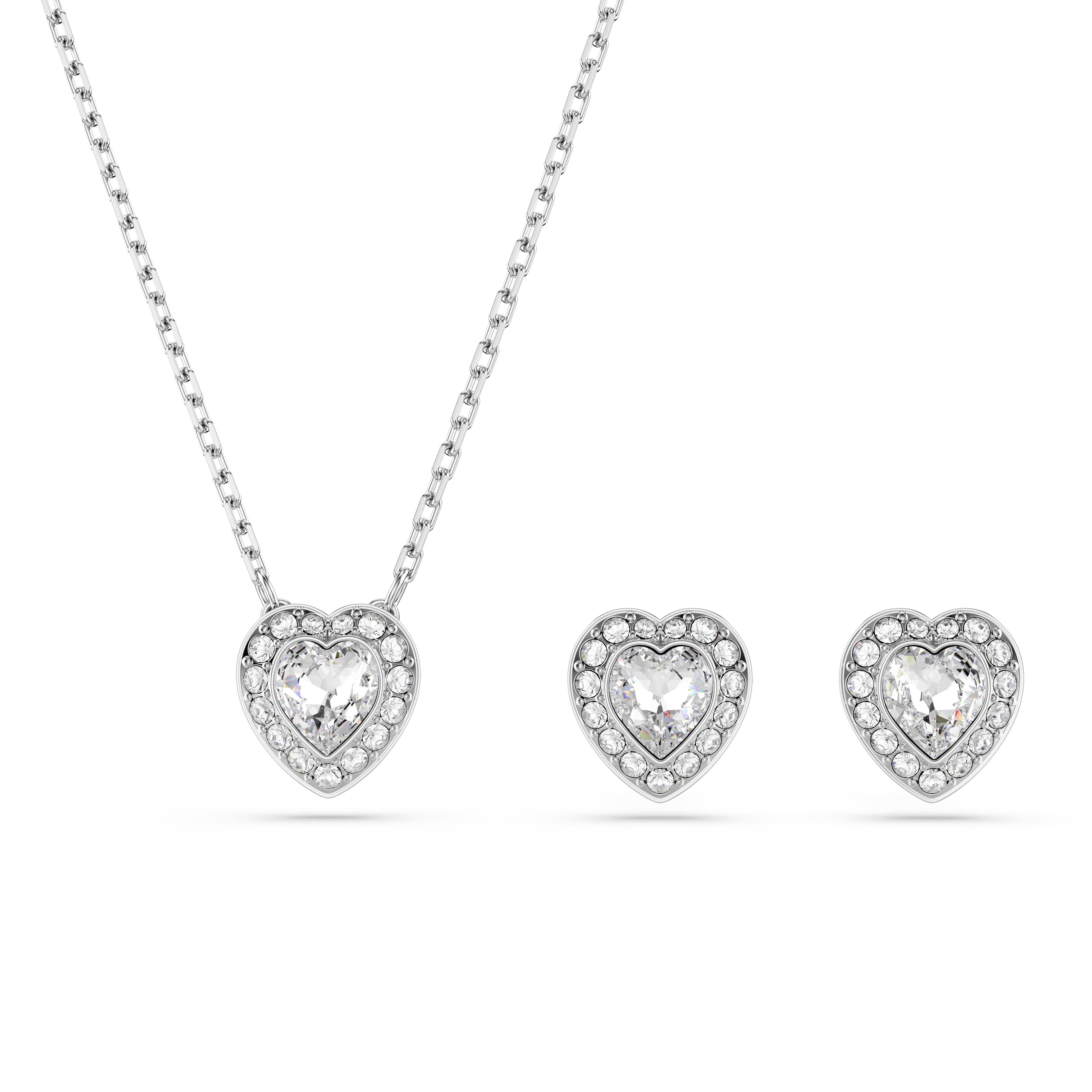 Ariana Grande x Swarovski Set, Karışık kesimler, Kalp, Beyaz, Rodyum kaplama