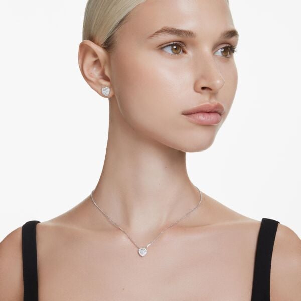 Ariana Grande x Swarovski Kolye, Karışık kesimler, Kalp, Beyaz, Rodyum kaplama