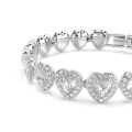 Ariana Grande x Swarovski Tennis bileklik, Karışık kesimler, Kalp, Beyaz, Rodyum kaplama M