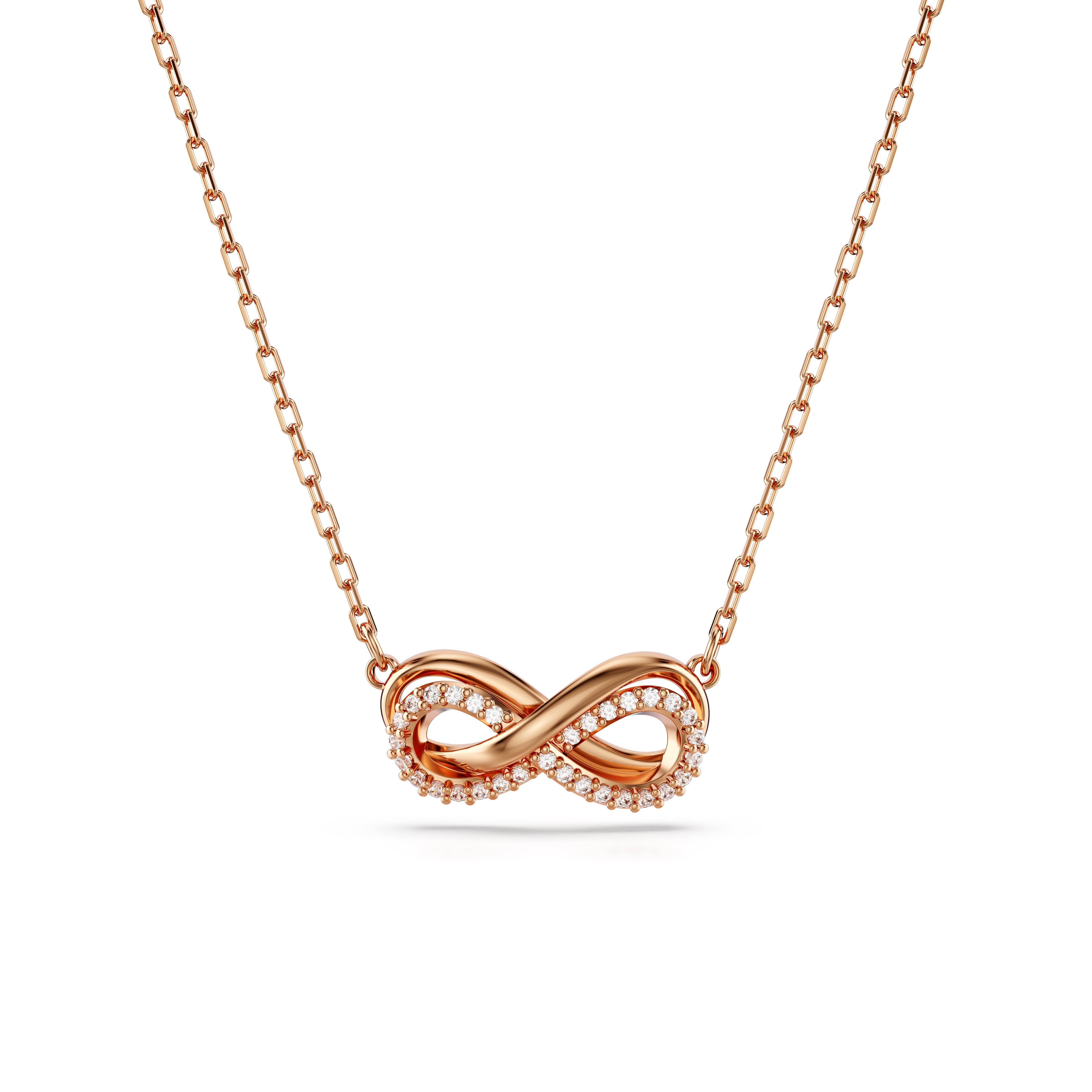 Hyperbola Kolye Ucu, Pavé, Infinity, Beyaz, Pembe altın rengi kaplama