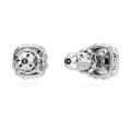Birthstone düğme Küpeler, Kare kesim, Nisan, Beyaz, Rodyum kaplama