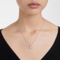 Birthstone Kolye Ucu, Kare kesim, Nisan, Beyaz, Rodyum kaplama