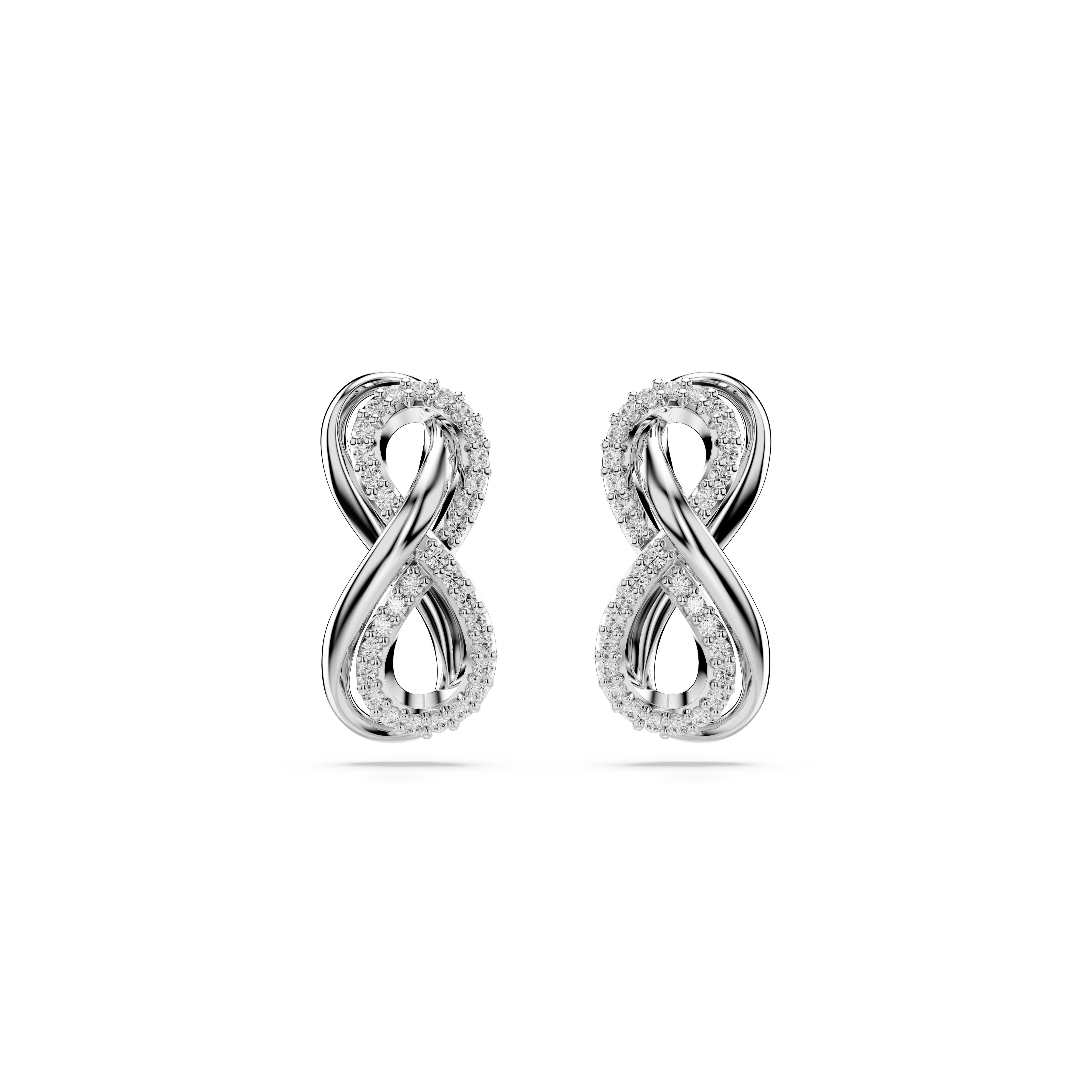 Hyperbola düğme Küpeler, Infinity, Beyaz, Rodyum kaplama