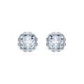 Birthstone düğme Küpeler, Kare kesim, Mart, Mavi, Rodyum kaplama