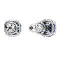 Birthstone düğme Küpeler, Kare kesim, Mart, Mavi, Rodyum kaplama