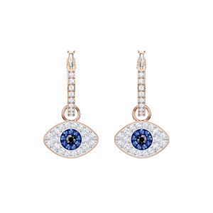 Symbolica Evil Eye Halka Küpeler, Mavi, Pembe altın rengi kaplama