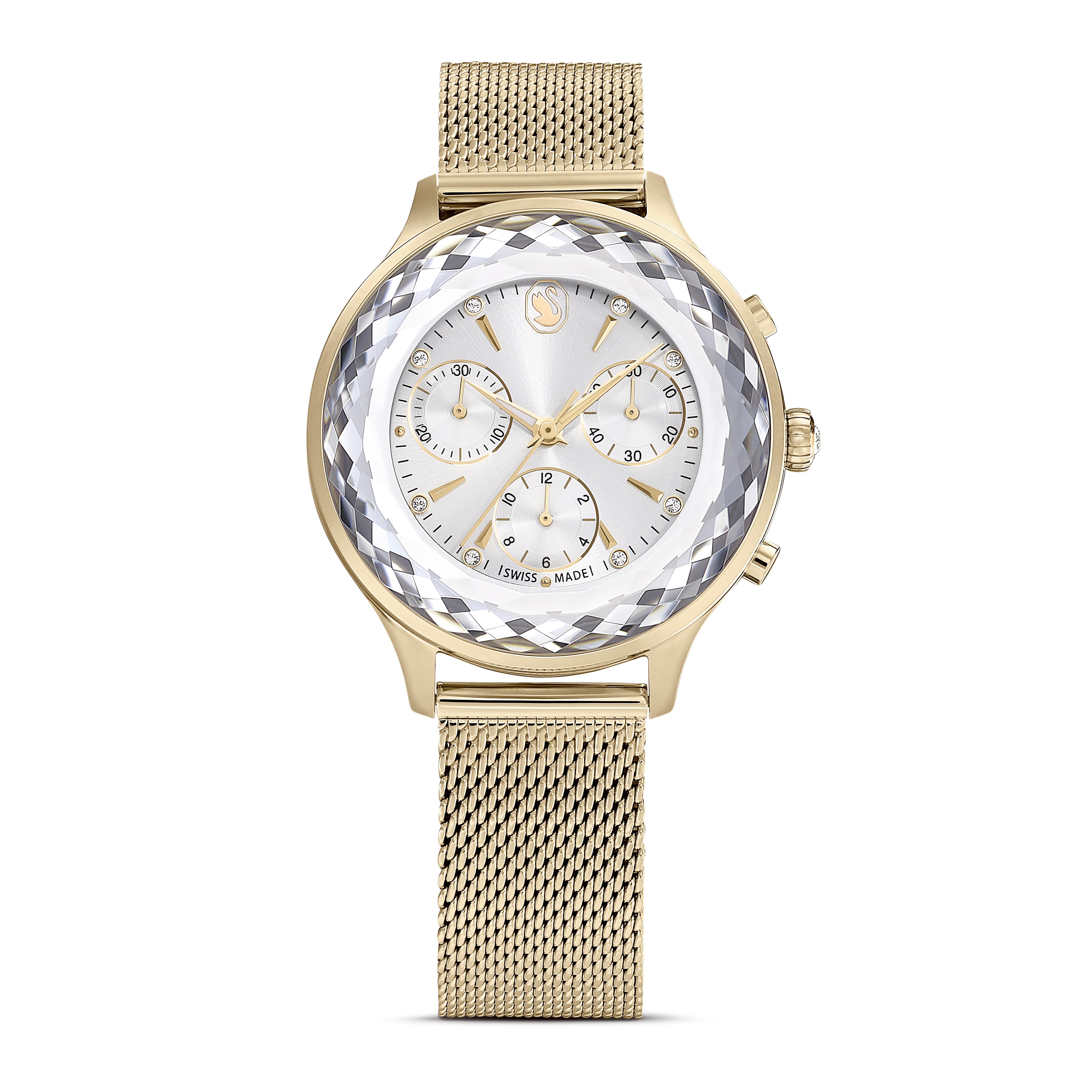 Nova Chrono saat, İsviçre Yapımı, Metal bilezik, Altın tonu, Şampanya altın tonu kaplama