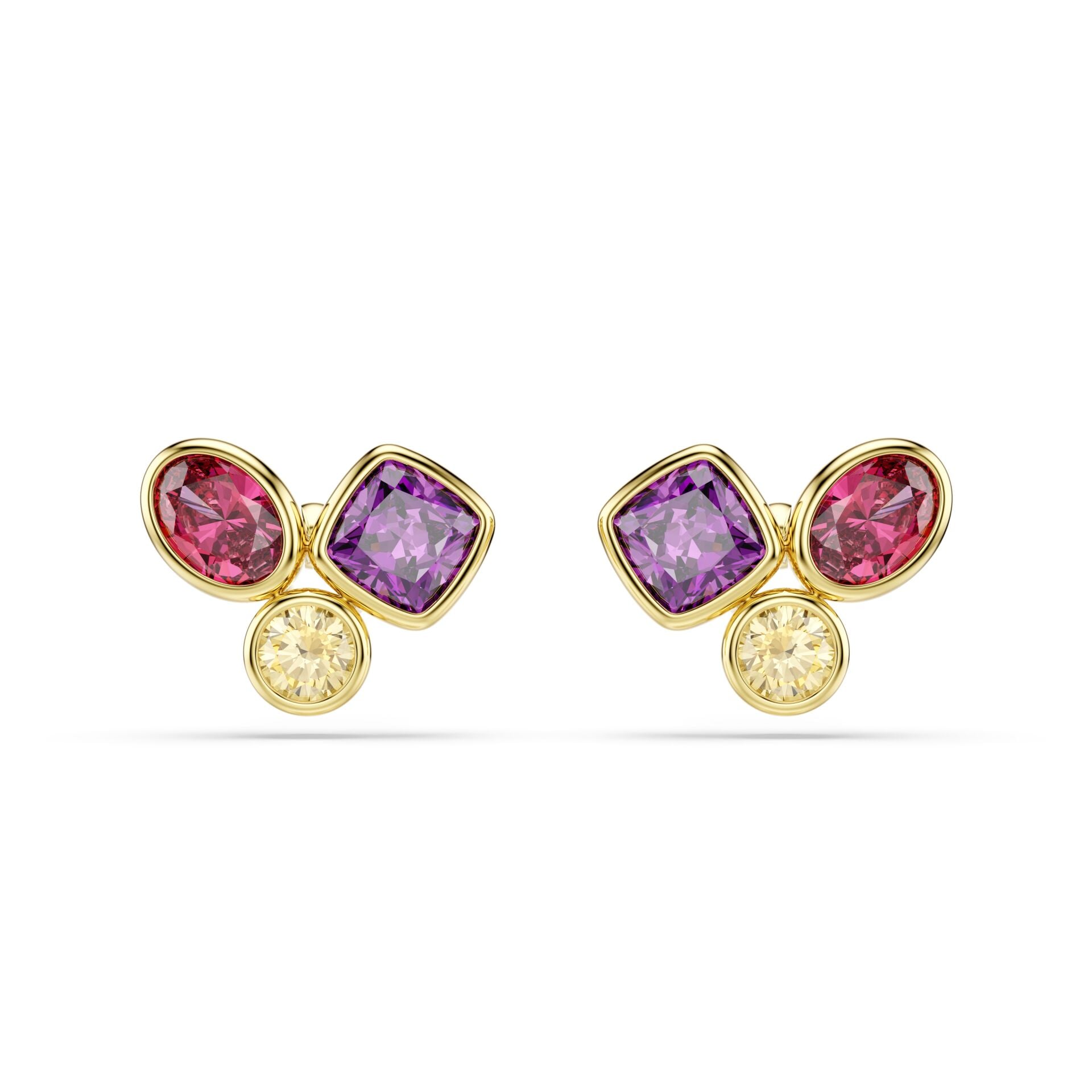 Imber düğme Küpeler, Karışık kesimler, Çok renkli, 18k altın rengi yüzey