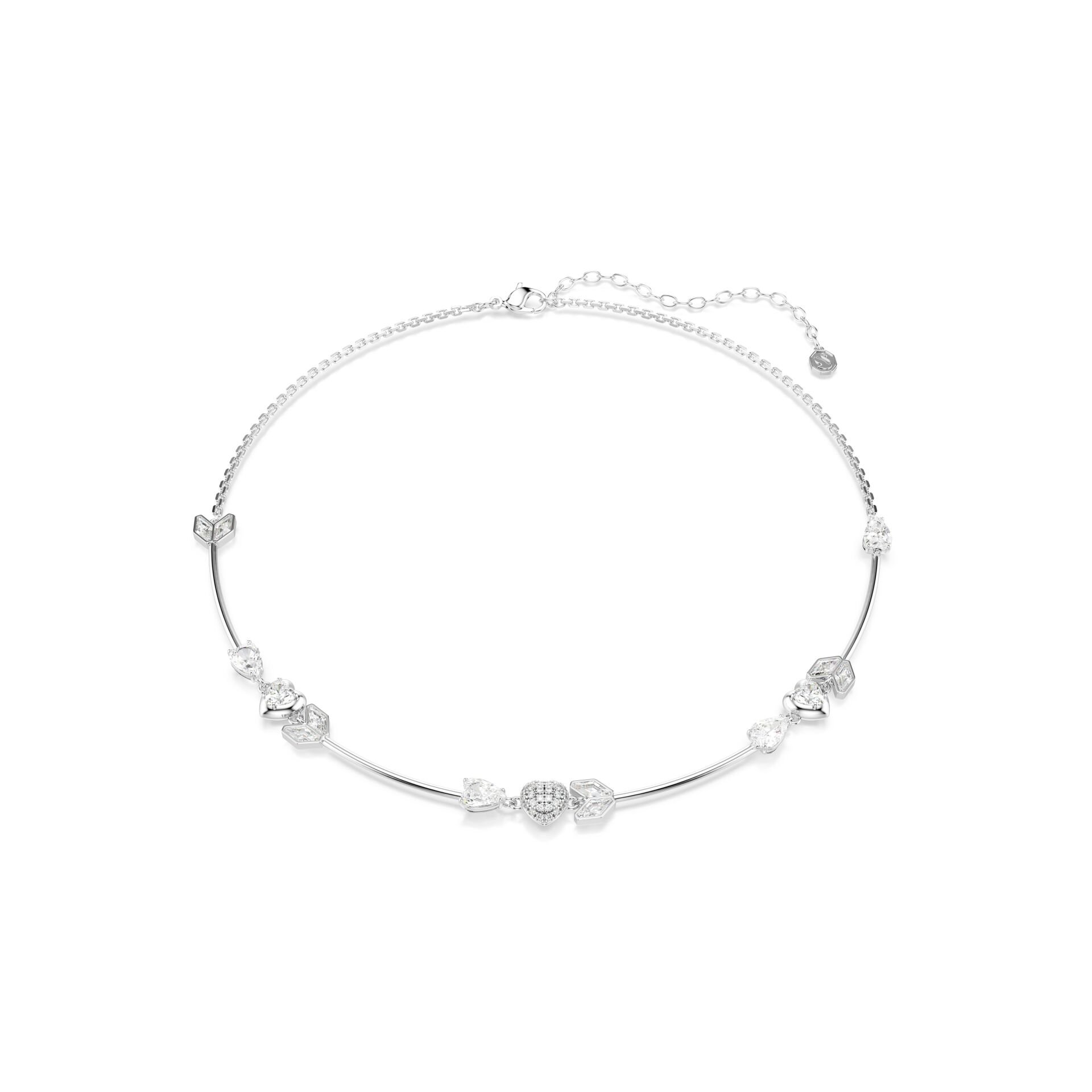 Idyllia Kolye, Oklu kalp, Beyaz, Rodyum kaplama