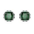 Birthstone düğme Küpeler, Kare kesim, Mayıs, Yeşil, Rodyum kaplama