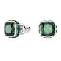 Birthstone düğme Küpeler, Kare kesim, Mayıs, Yeşil, Rodyum kaplama