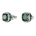 Birthstone düğme Küpeler, Kare kesim, Mayıs, Yeşil, Rodyum kaplama