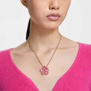 Idyllia Kolye, Çiçek, Pembe, Altın rengi kaplama