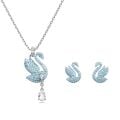 Swan Set, Kuğu, Mavi, Rodyum kaplama