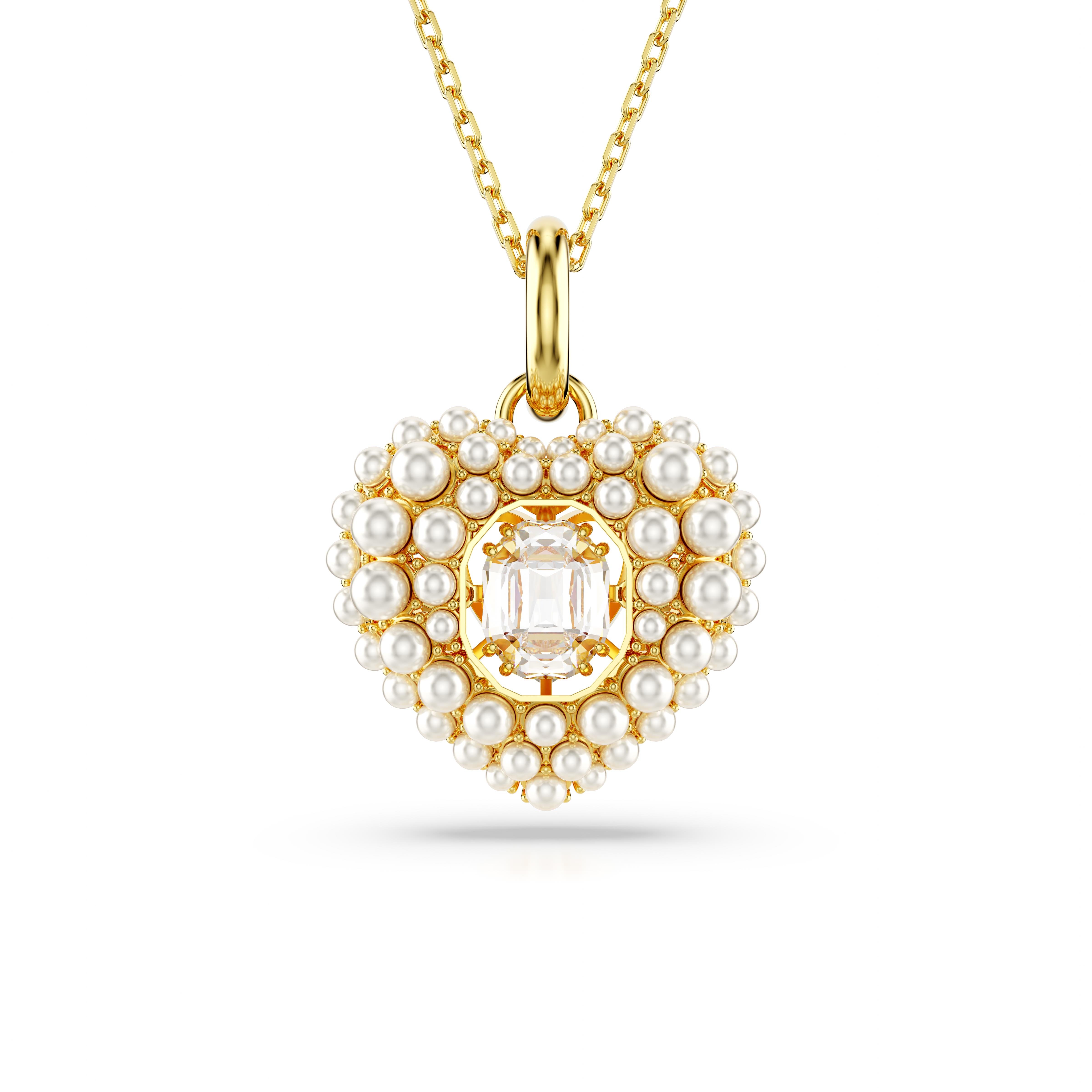 Idyllia Kolye Ucu, Kalp, Beyaz, Altın rengi kaplama