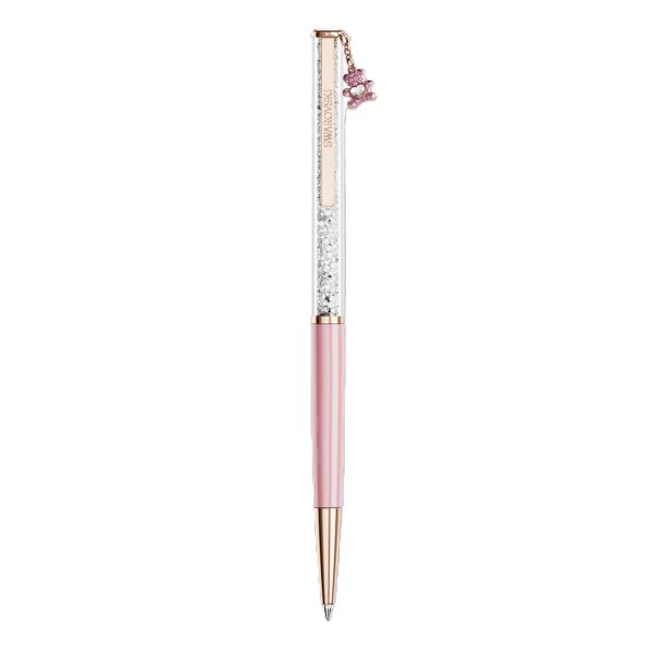 Crystalline Tükenmez Kalem, Ayıcık, Pembe, Pembe lakeli, pembe altın rengi kaplama
