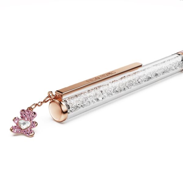 Crystalline Tükenmez Kalem, Ayıcık, Pembe, Pembe lakeli, pembe altın rengi kaplama