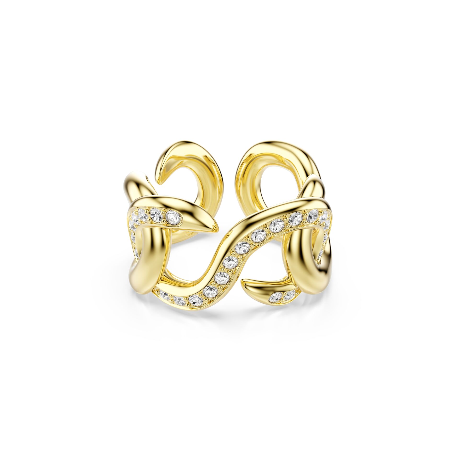 Dextera Açık Yüzük, Yuvarlak kesim, Beyaz, Altın rengi kaplama 55