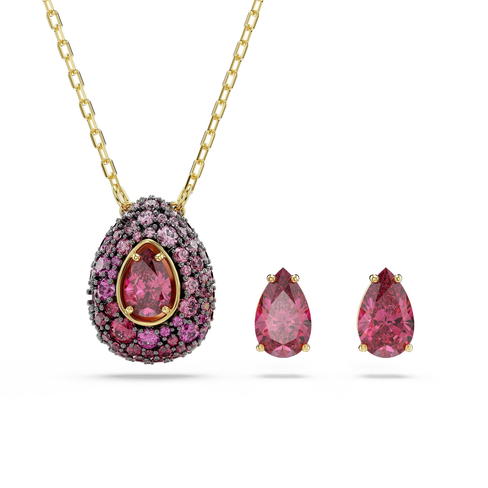 Sublima Set, Set (2), Armut kesim, Kırmızı, 18k altın rengi yüzey