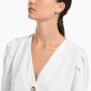 Stilla Attract Yuvarlak Kesim İğneli Küpeler, Beyaz, Rodyum kaplama