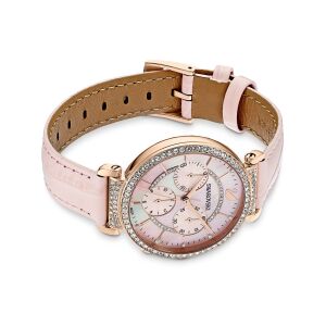 Passage Chrono Saat, Deri kayış, Pembe, Pembe altın rengi PVD