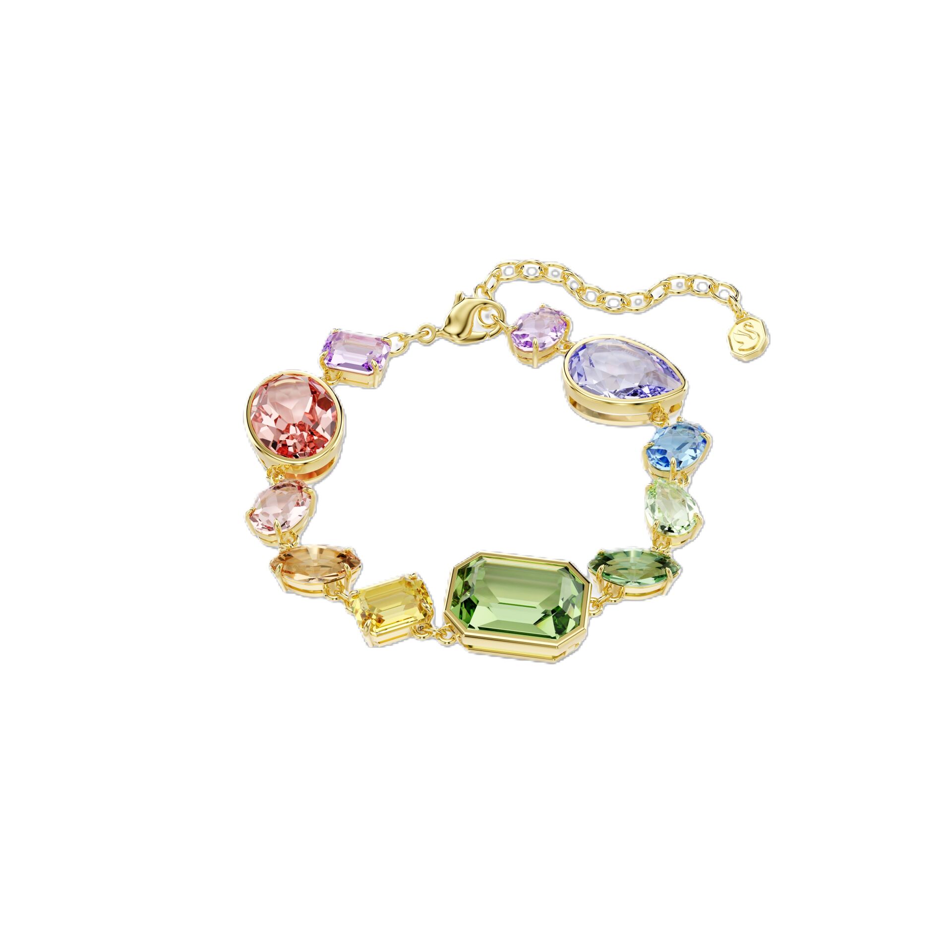 Gema Bileklik, Karışık kesimler, Çok renkli, Altın rengi kaplama