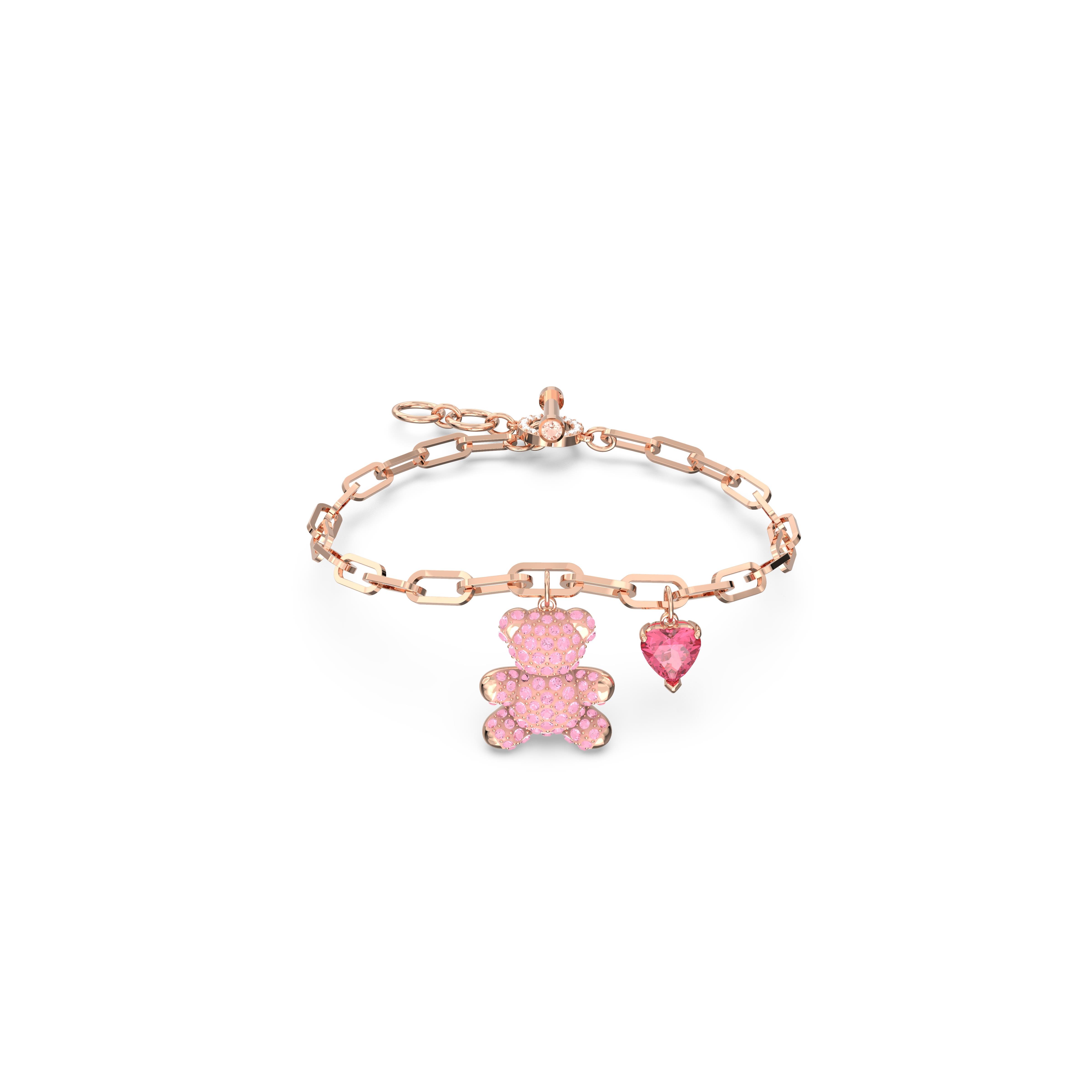Teddy Zincir Bileklik, Pembe, Pembe altın rengi kaplama M