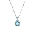 Birthstone Kolye Ucu, Kare kesim, Aralık, Mavi, Rodyum kaplama