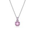 Birthstone Kolye Ucu, Kare kesim, Şubat, Pembe, Rodyum kaplama