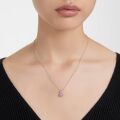 Birthstone Kolye Ucu, Kare kesim, Şubat, Pembe, Rodyum kaplama
