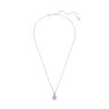 Birthstone Kolye Ucu, Kare kesim, Şubat, Pembe, Rodyum kaplama