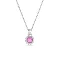 Birthstone Kolye Ucu, Kare kesim, Şubat, Pembe, Rodyum kaplama