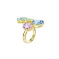 Gema Motif Yüzük, Karışık kesimler, Çok renkli, Altın rengi kaplama 58